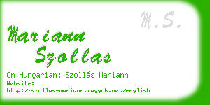 mariann szollas business card