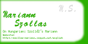 mariann szollas business card